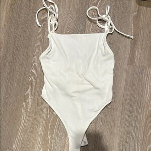 White Ribbed Bodysuit